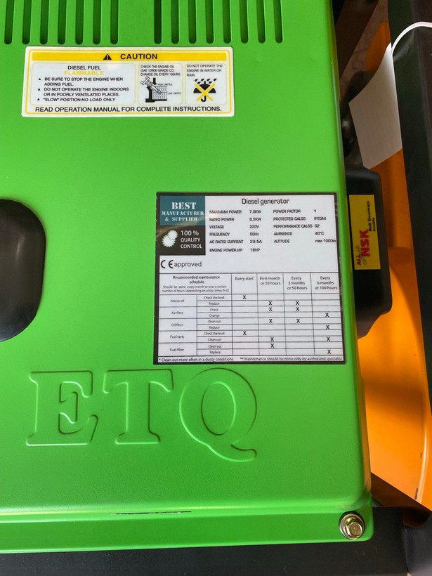 موتور برق دیزلی ETQ توان 7 کیلووات مدل DG8LE